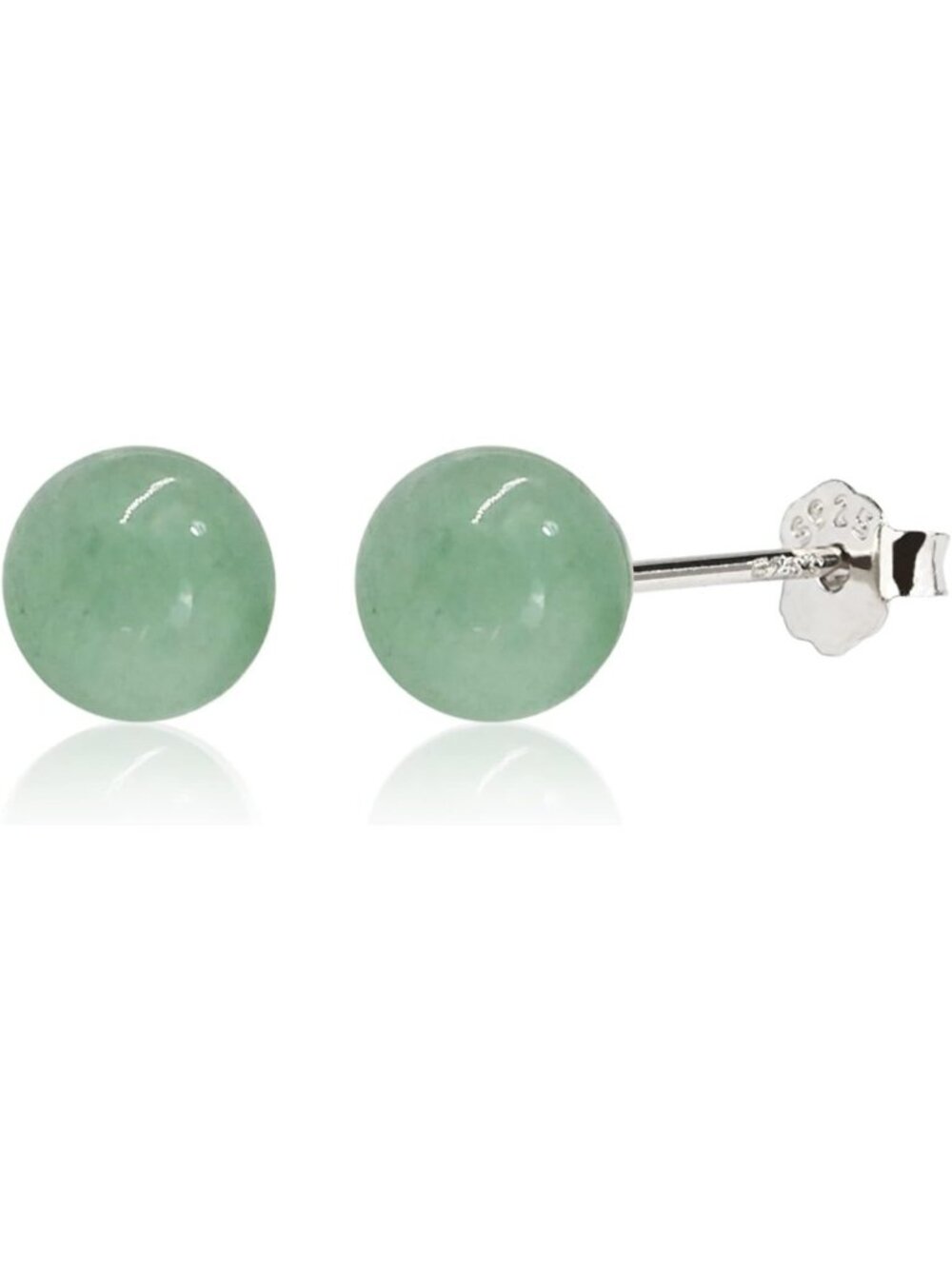 Jade Earrings Studs, Green Jade Earrings for Women, 925 Sterling Silver Stud